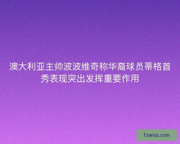 澳大利亚主帅波波维奇称华裔球员蒂格首秀表现突出发挥重要作用 澳大利亚主帅波波维奇称华裔球员蒂格首秀表现突出发挥重要作用