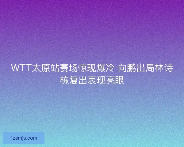 WTT太原站赛场惊现爆冷 向鹏出局林诗栋复出表现亮眼